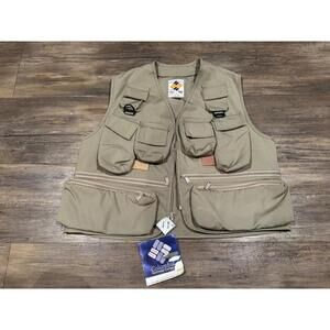 NWT Vtg Columbia Photographer Vest Mens Large Khaki Fishing Hiking Multi Pockets